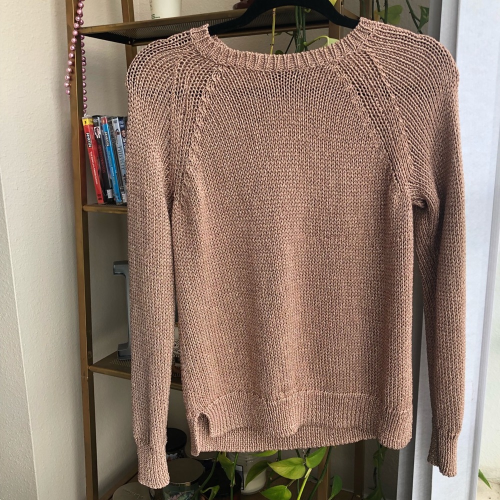 J Crew Rosegold Metallic Crew Neck Sweater
